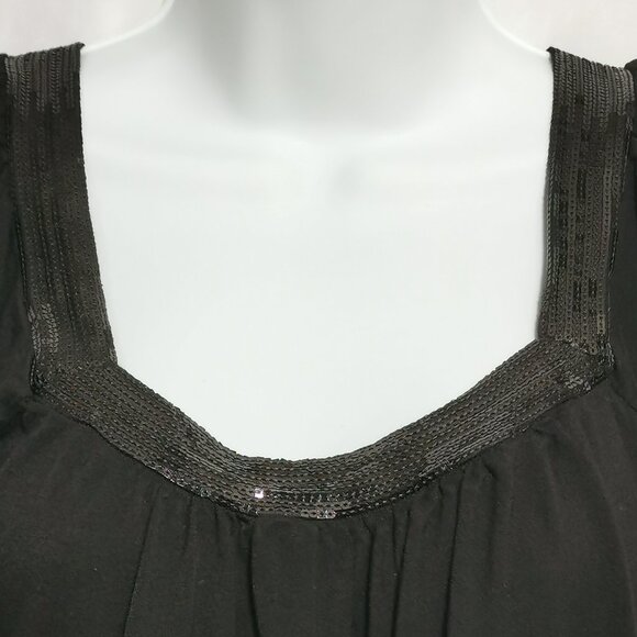 Black Blouse with Sequined Neckline Size M EUC #66 - Picture 2 of 6